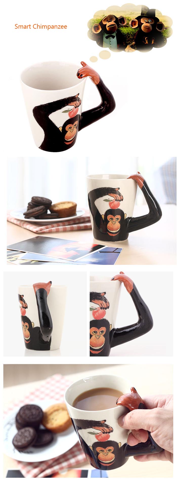 Handmade 3D Animal Shape Coffee Milk Tea Mug Ceramic Water Cup Festival Birthday Gift