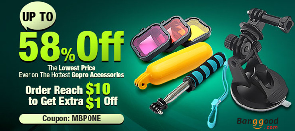 $1 OFF $10 ON The Hottest Gopro Photography & Camera Accessories by HongKong BangGood network Ltd.