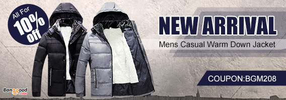 Extra 10% OFF Winter Men's Casual Coat Thickened Hooded Cotton Warm Down Jacket by HongKong BangGood network Ltd.