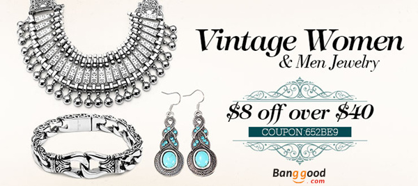 $8 OFF $40 On Vintage Women & Men Jewelry by HongKong BangGood network Ltd.