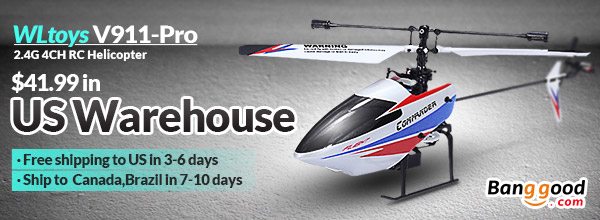 WLtoys V911-pro V911-V2 2.4G 4CH RC Helicopter With Original Package 8% OFF in US Warehouse by HongKong BangGood network Ltd.