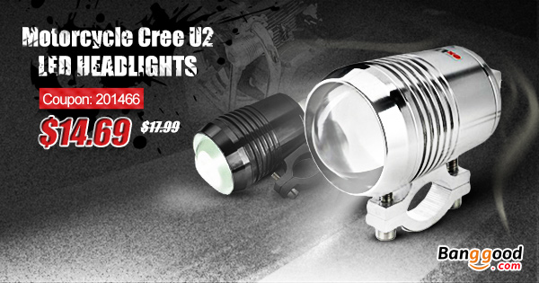 Extra $3.3 OFF For Motorcycle Cree U2 LED Headlights Modification Lens Strong Light by HongKong BangGood network Ltd.