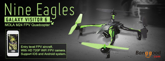 5% OFF Nine Eagles Galaxy visitor 6 MOLA M24 FPV Quadcopter with HD Camera by HongKong BangGood network Ltd.