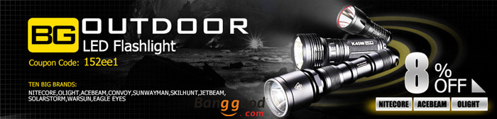 Up to 34% OFF+Extra 8% OFF for Collection Outdoor LED Flashlights by HongKong BangGood network Ltd.