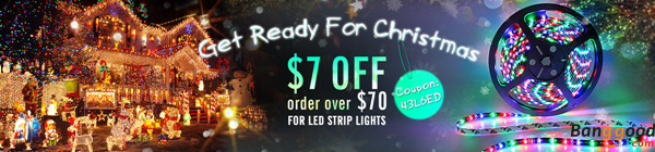 $7 OFF $70 On Christmas LED Strips by HongKong BangGood network Ltd.