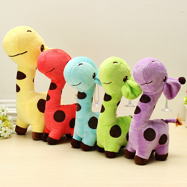 Multicolored Cartoon Plush Giraffe Sika Deer Stuffed Toys Kids Gift