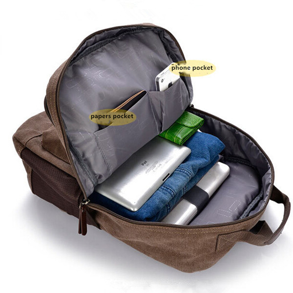 Men Multifunction Vintage Canvas Backpack Large Capacity
