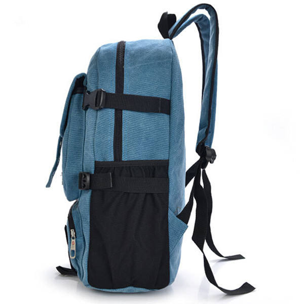 Strap Zipper Solid Casual Bag Male Backpack School Canvas Bag 