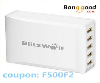 52% OFF for BlitzWolf® BW-S1 40W Smart 5-Port High Speed Desktop USB Charger from BANGGOOD TECHNOLOGY CO., LIMITED