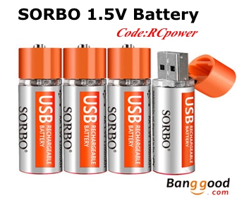 10% OFF SORBO 1.5V 1200mAh USB Rechargeable Battery from BANGGOOD TECHNOLOGY CO., LIMITED
