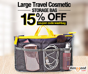 24% OFF Large Travel Toiletry Organizer Storage Bag Wash Cosmetic Bag Makeup Storage Case from BANGGOOD TECHNOLOGY CO., LIMITED