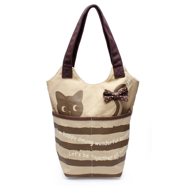 Cat Canvas Bowknot Bags