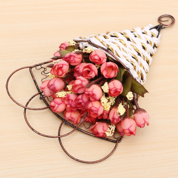 Silk Roses Hanging Baskets Artificial Flowers European Home Garden Decorative