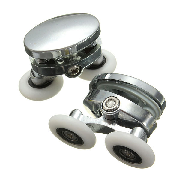 4pcs Double Shower Door Rollers Runners Pulleys 25mm Wheels For 4-8mm Glass 
