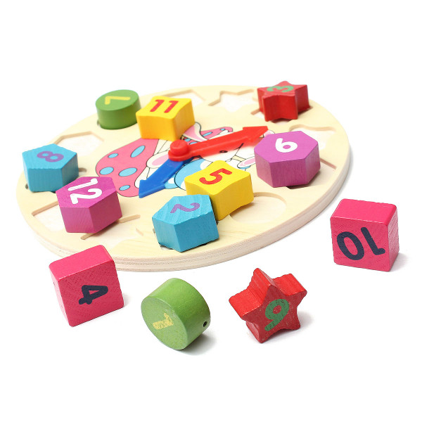 Baby Children 12 Number Wooden Colorful Puzzle Educational Bricks Toy