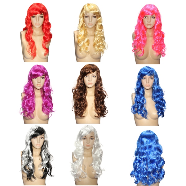 8 Colours Colorful Curly Hair Party Cosplay Long Wavy Wigs