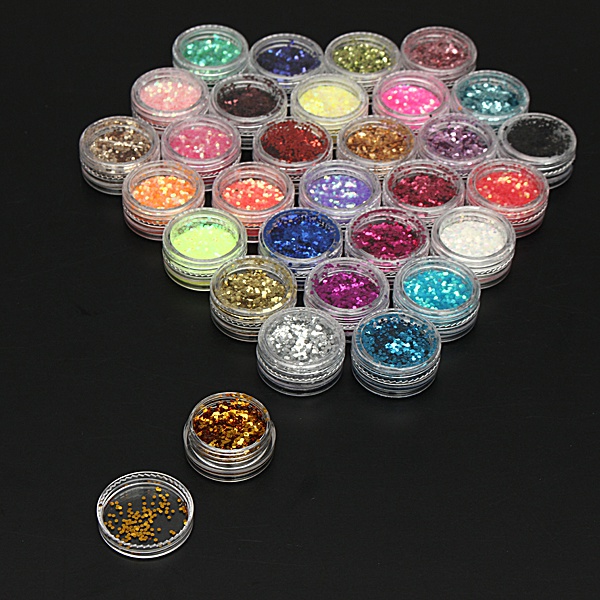 30 Colors Hexagon Acrylic Glitter Powder Nail Art Decoration