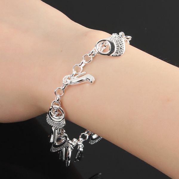 Silver Plated Shoes Bags Bracelet