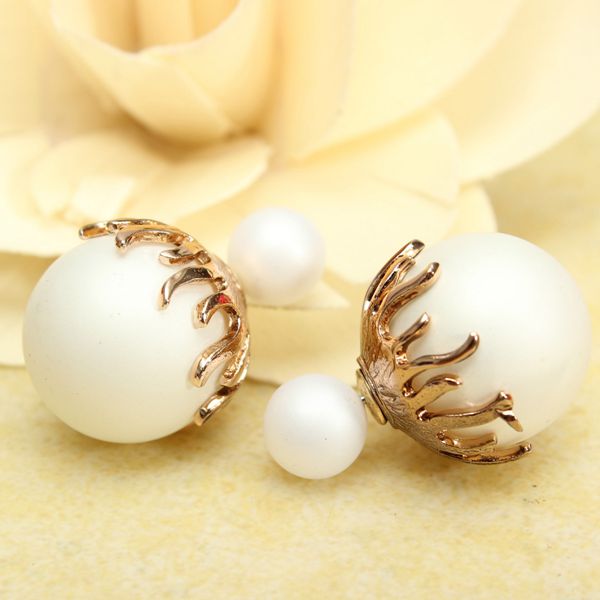 Double Beads Ball Stud Earrings