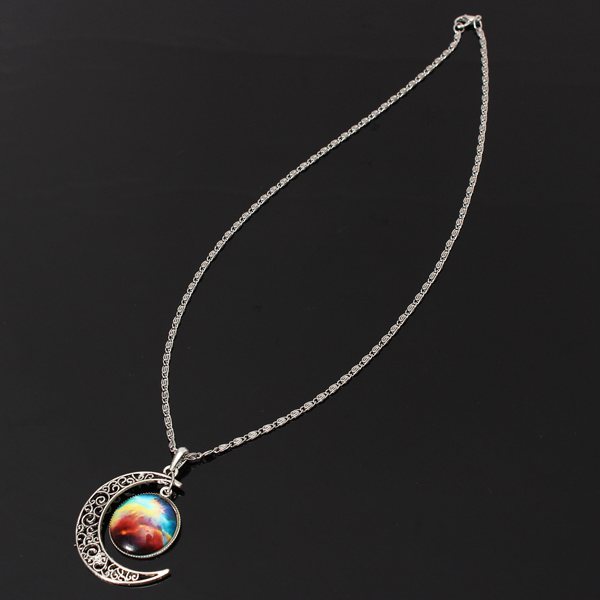 Galactic Universe Moon Necklace