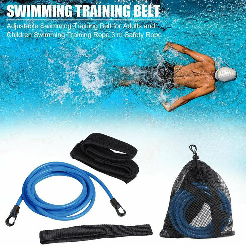 Swim Bungee Training Belt Swimming Resistance Safety Leash Exerciser Tether 3/4M 