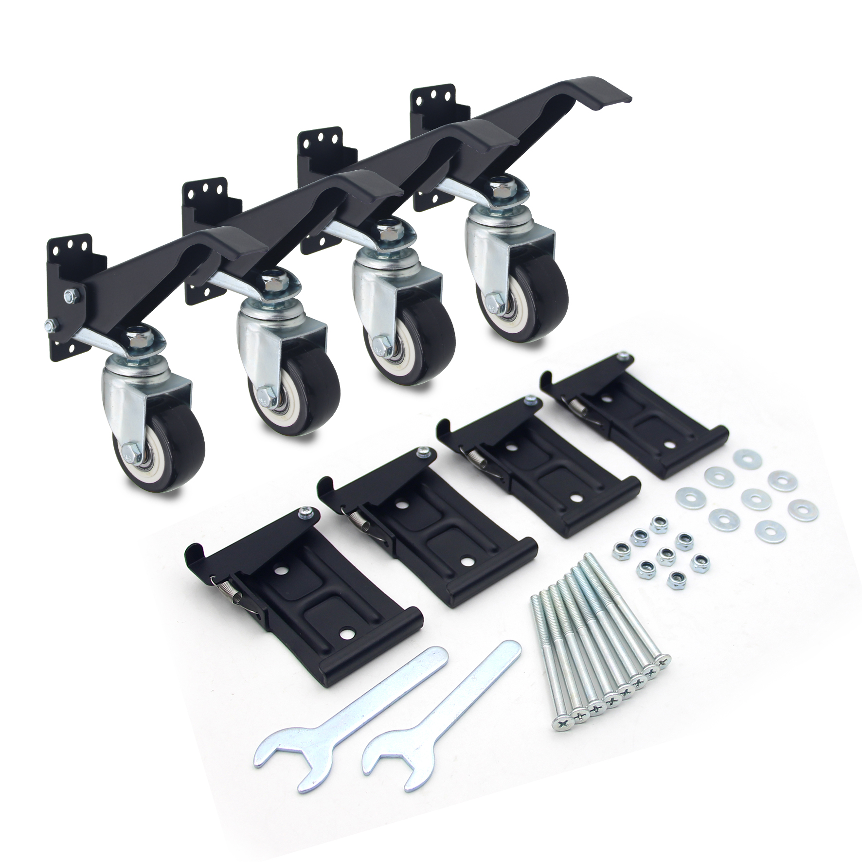 Workbench Caster kit 4 Heavy Duty Retractable Casters with 4 Spring Lock Quic... 