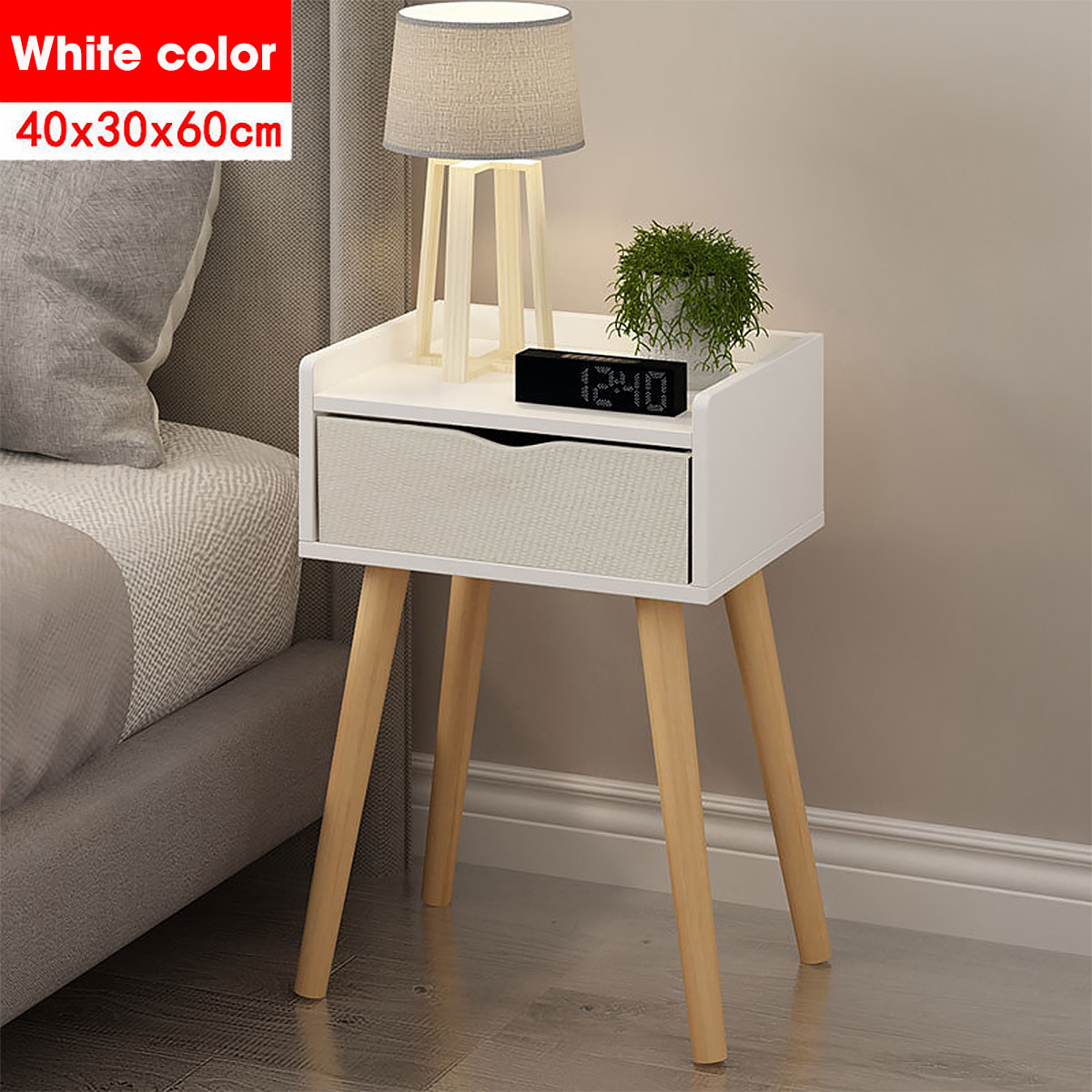 White Bedside Table Nightstand Telephone/Sofa End Table 40x30x60cm 