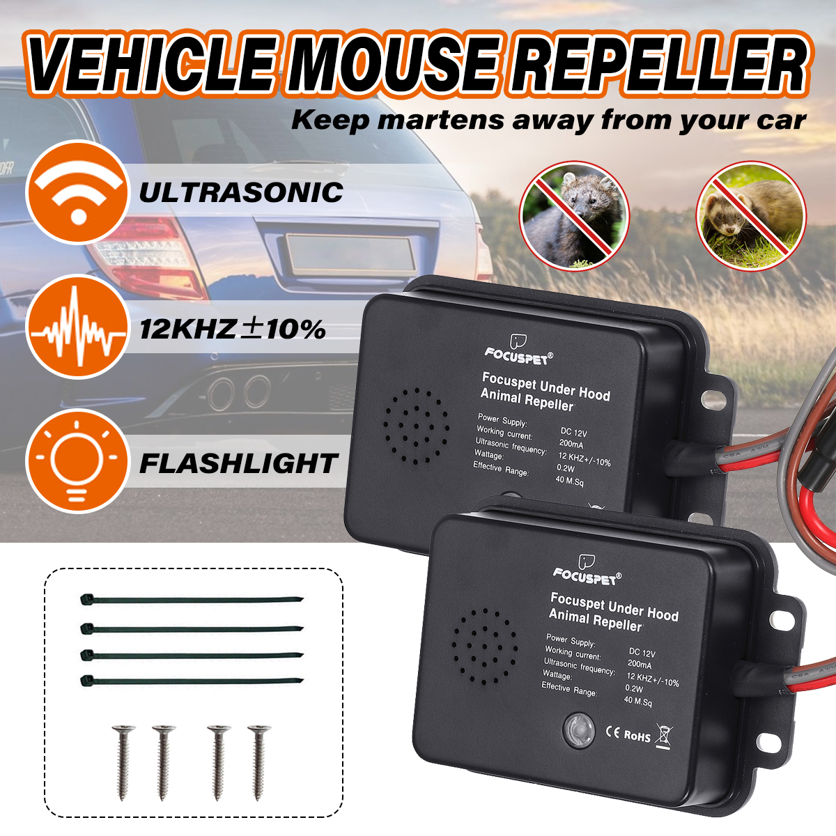 Auto Truck Ultrasonic Control Mouse Rat Rodent Repeller Deterrent For Engine Bay 