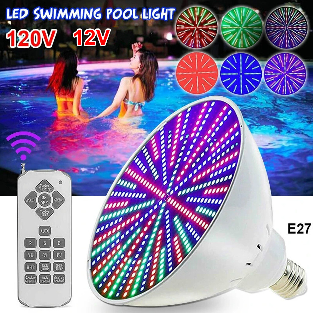 LED Color Changing Swimming Pool Light Bulb 252LED 120V 45W with Remote Control 