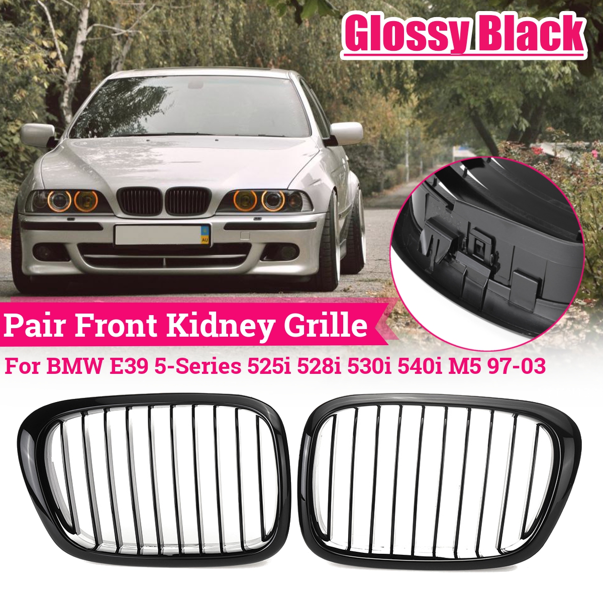 Front Hood Kidney Grille Grill For BMW E39 95~04 5 Series 525i 528i 530i 540i M5