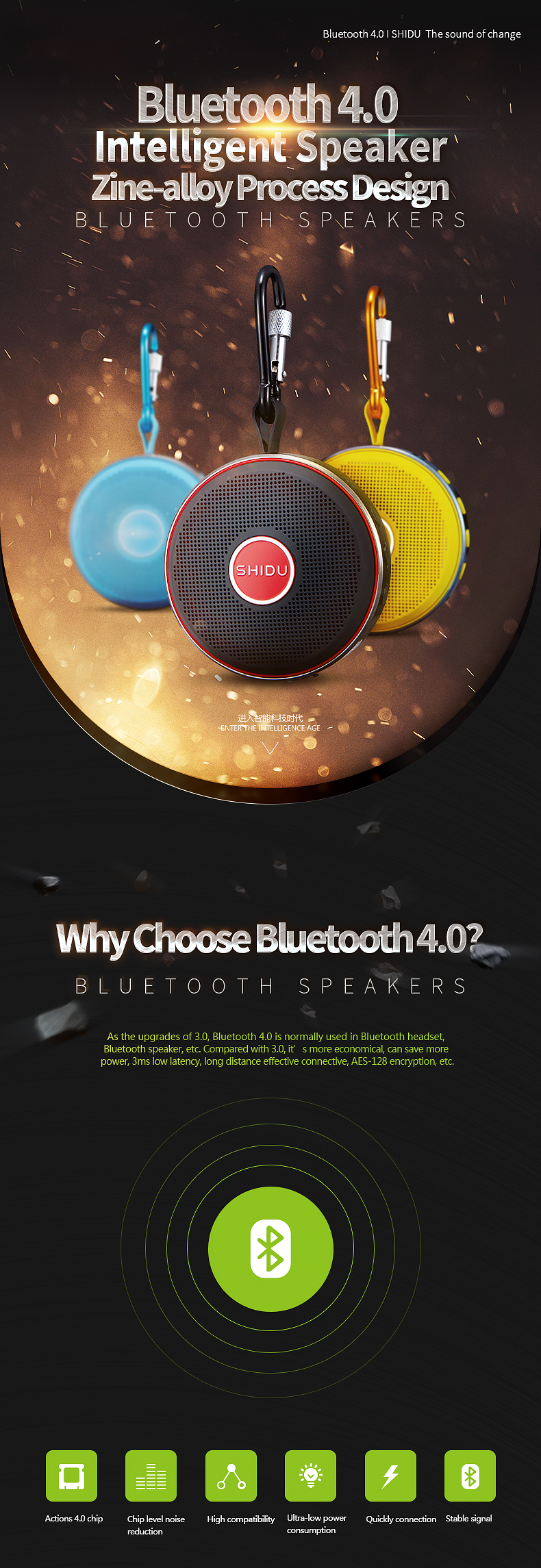 SHIDU T1 TF Card Waterproof Bluetooth Speaker