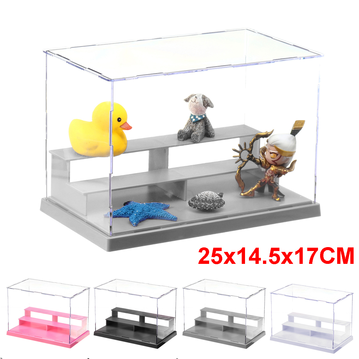 DI 3-Tier Dustproof Clear Acrylic Action Figure Model Display Case Storage Box