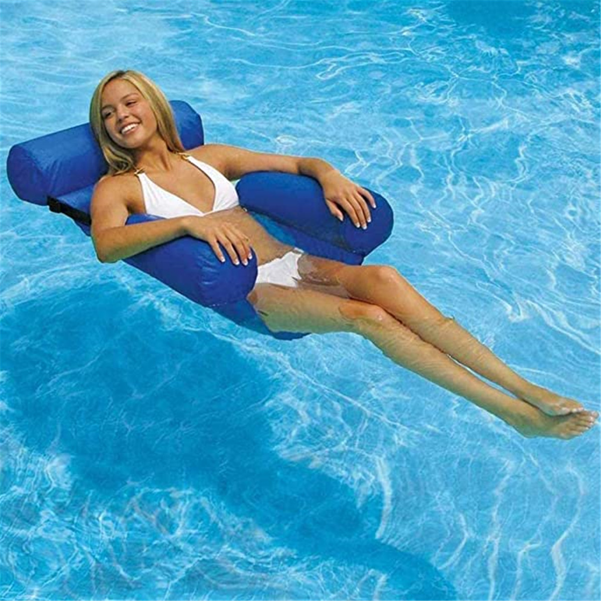 Aufblasbare Schwimmende FloatChair Pool Seat Faltbare Wasserbett Lounge Stühle 