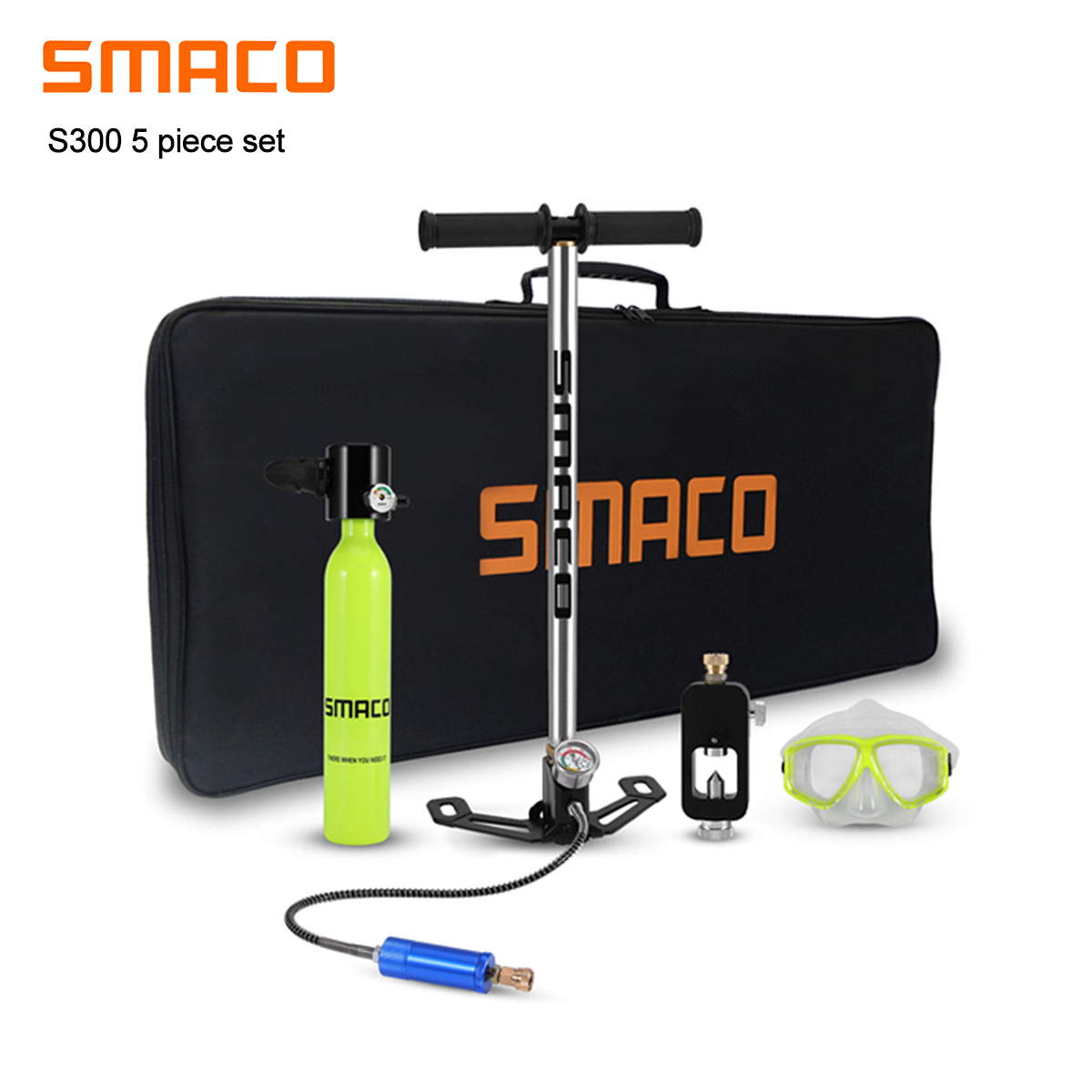 SMACO 0.5L Diving Equipment Oxygen Glass Diving Bottle Mask Air Pump 