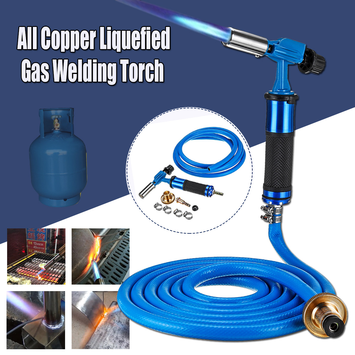 YRQ Electronic Ignition Liquefied Gas Welding Torch Kit with Hose for Soldering Cooking Brazing Heating Lighting 
