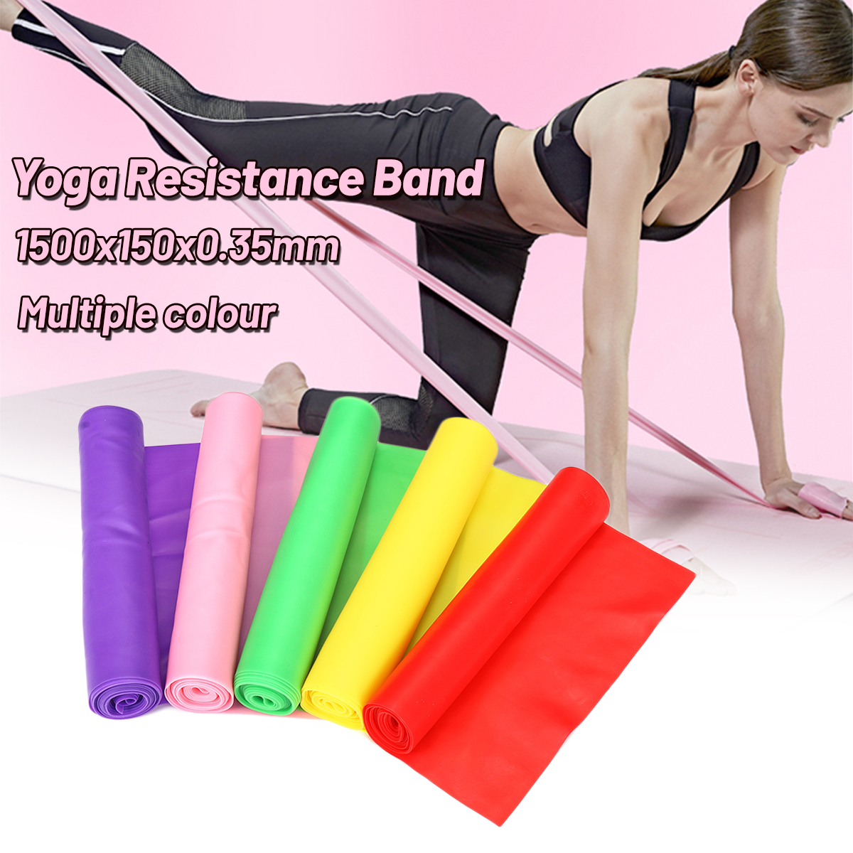 Fitness Band Belt Elastic Yoga Pilates Rubber Stretch Resistance Exercise 1.5/2m