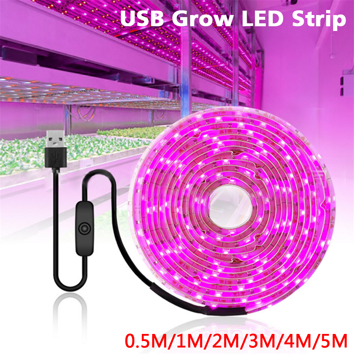 LED Grow Light Veg Flower Bloom UV Strip Lamps Hydroponic Growing 5V USB 3M 