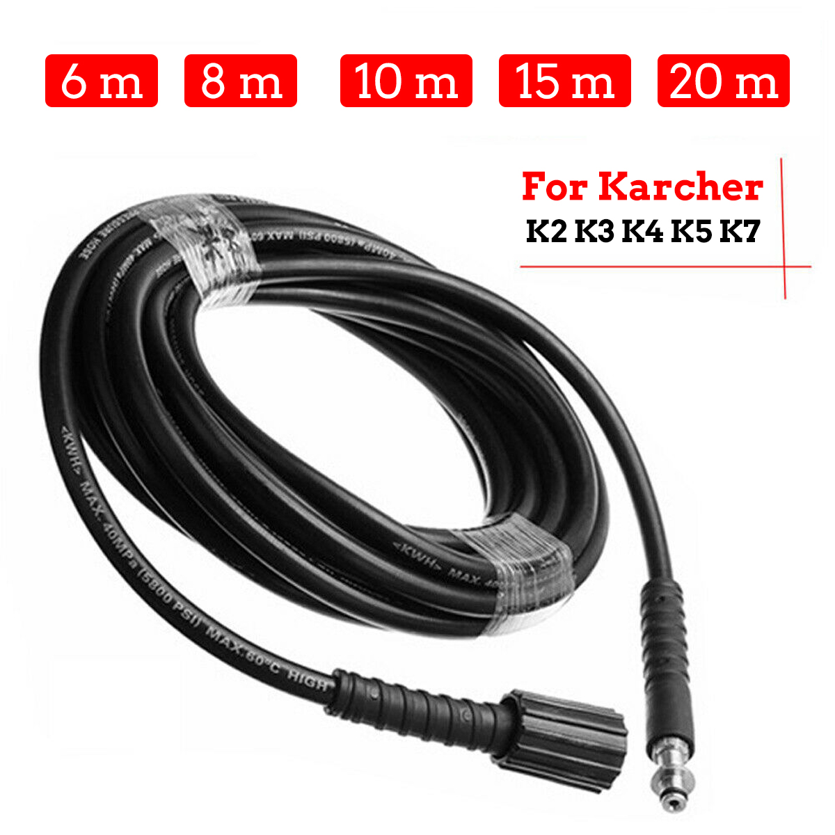 Details about   20m High Pressure Hose For Home KARCHER K2 K3 K4 K5 K7 Quick Connect 