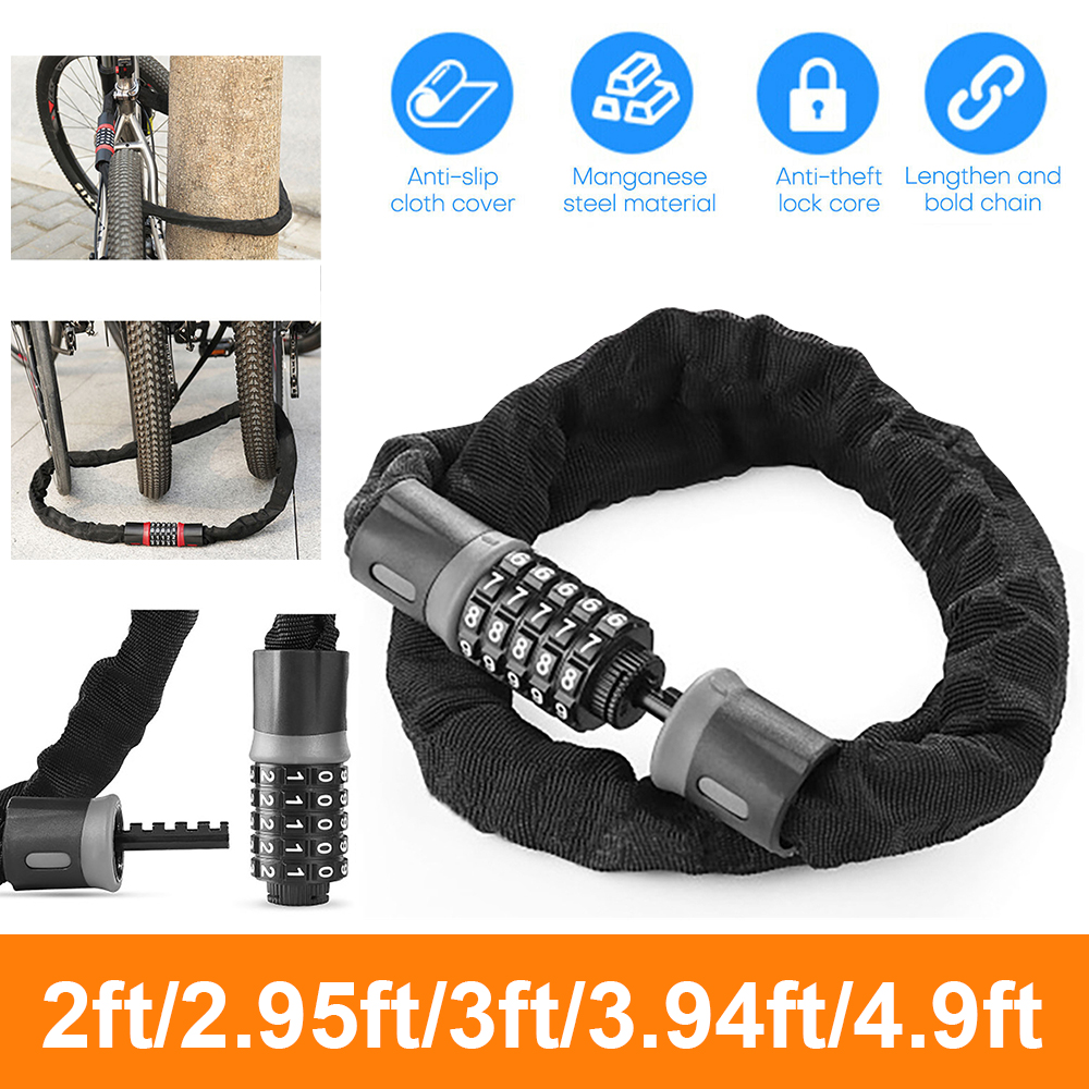 High Security 4 Digit Password Code Lock Anti-theft Steel Wire Bicycle Safety UK 