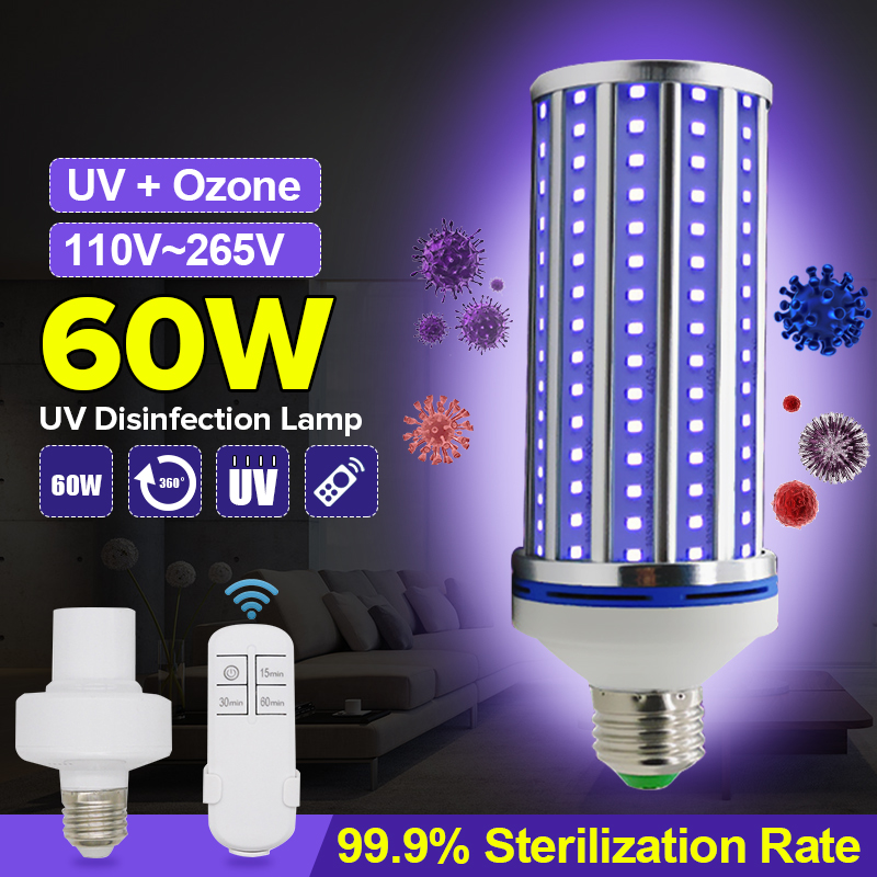 LED UV UVC Disinfection Lamp 40W Germicidal Sterilizer Light Bulb E27 85-265V 1 