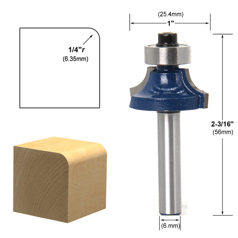 1/4" Shank 3/4" Radius Round Over Router Bit Woodworking Milling Cutter 