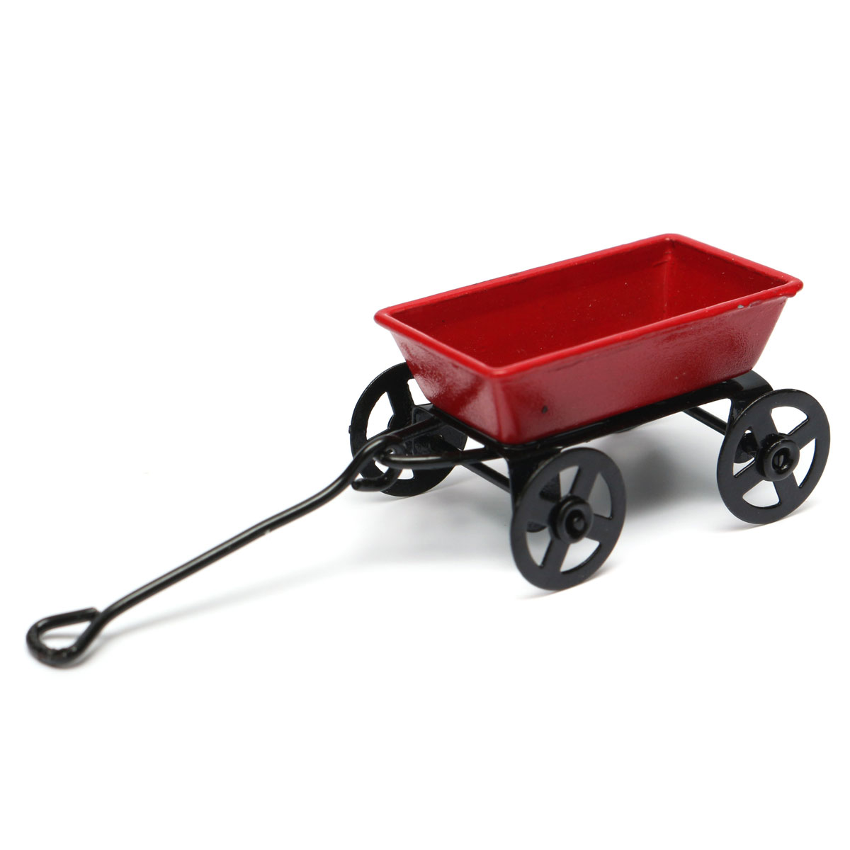 MoonyLI Miniature Dollhouse Accessories Minis Miniature Red Toy Wagon ed Toy Wagon 1:12 Scale Miniatures-Metal Wagon 