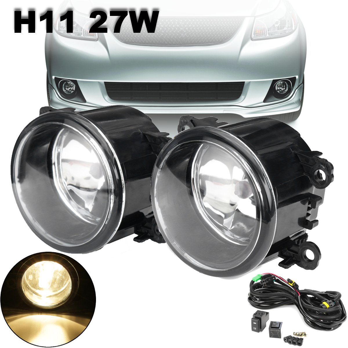 Harness H11 Bulb For Suzuki SX4 Grand Vitara 2006-12 2x Front Bumper Fog Light
