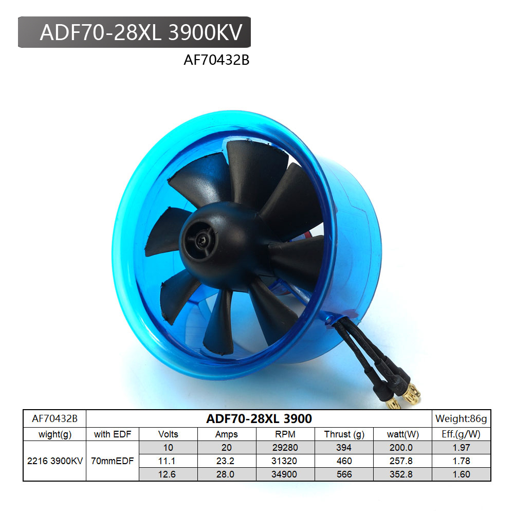 AEORC 70mm Ducted Fan System EDF AF70432B/AF70432B-P2 for Jet Plane with Brushless Motor - Photo: 5