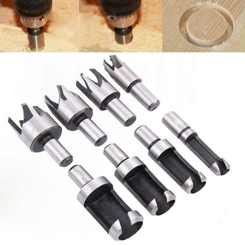 8X Wood Plug Hole Cutter Set Cutting Tools 10mm Shank Drill Bit Cork Dowel Maker 