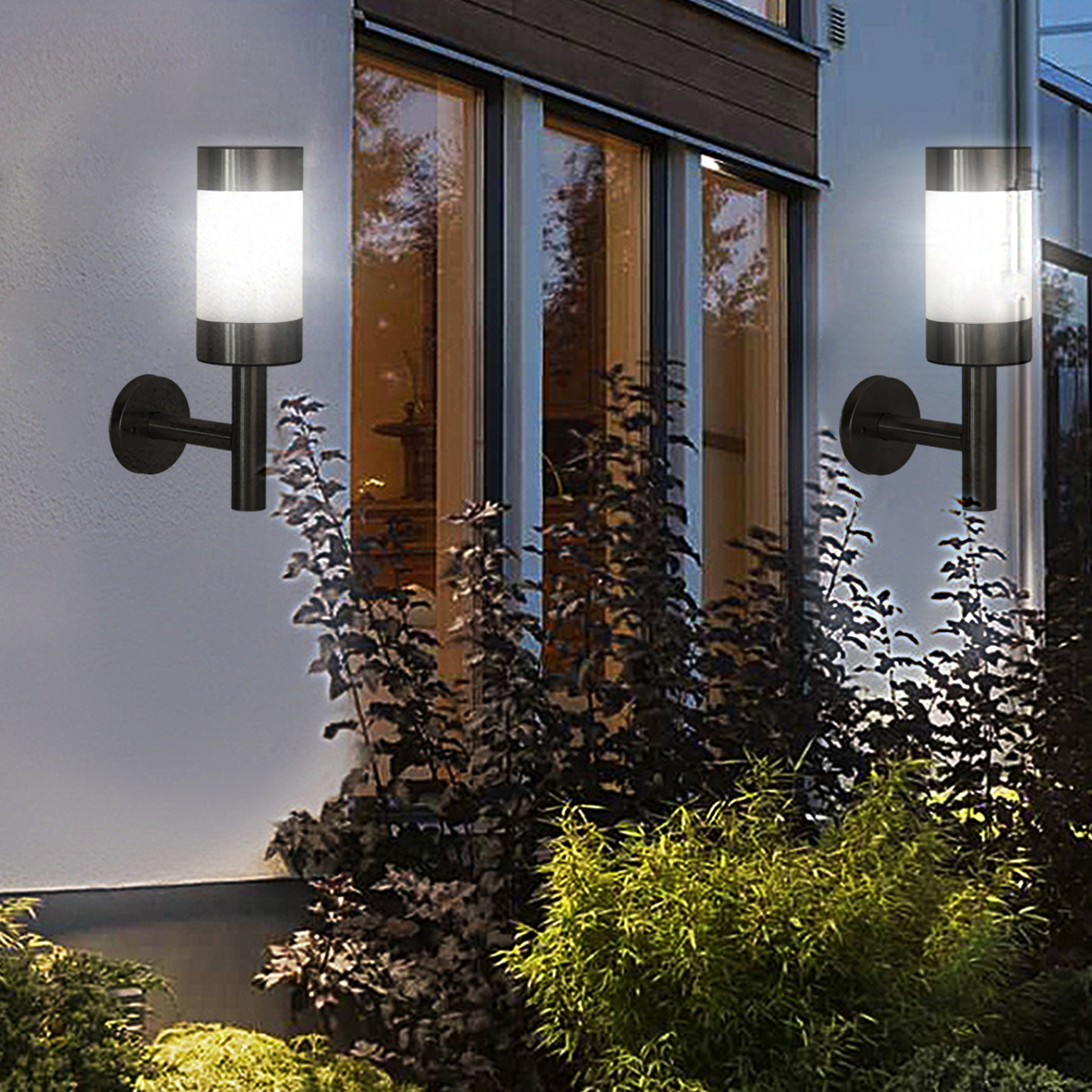 NEW Solar Powered Outdoor Wall Lights Shed Fence Stainless Steel Garden Outdoor 