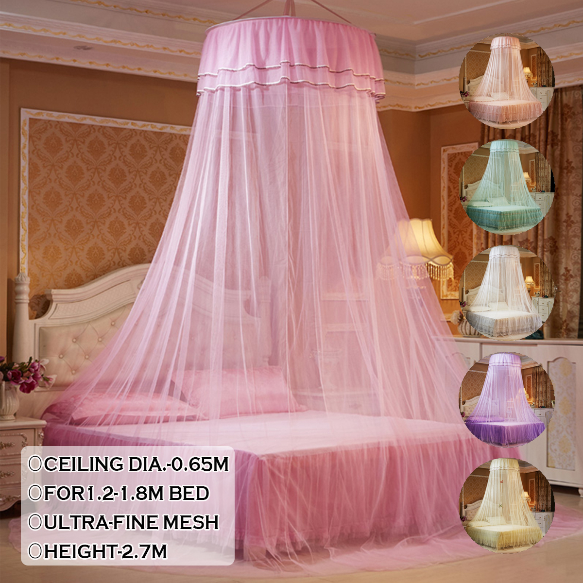 Mosquito Net Bed Queen Size Bedding Lace Canopy Elegant Netting Princess Home 