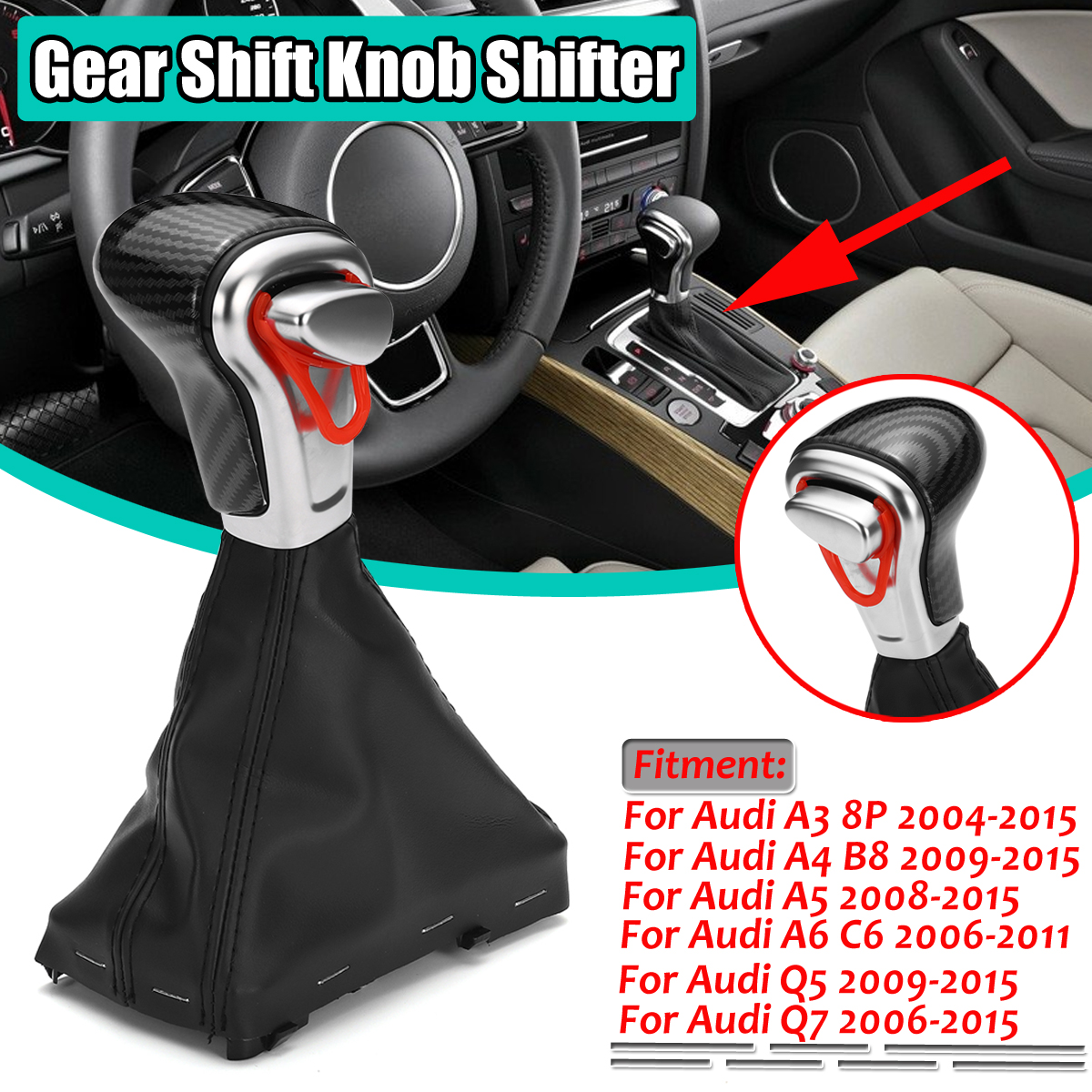 Gaiter Boot Cover For Audi A3 A4 A6 8KD713139B Leather AT Gear Shift Knob