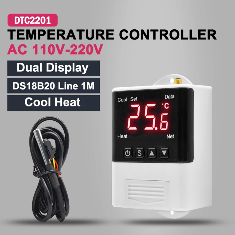 DTC1110 Digital Dual LED Temperature Controller Thermostat Microcomputer Sensor 