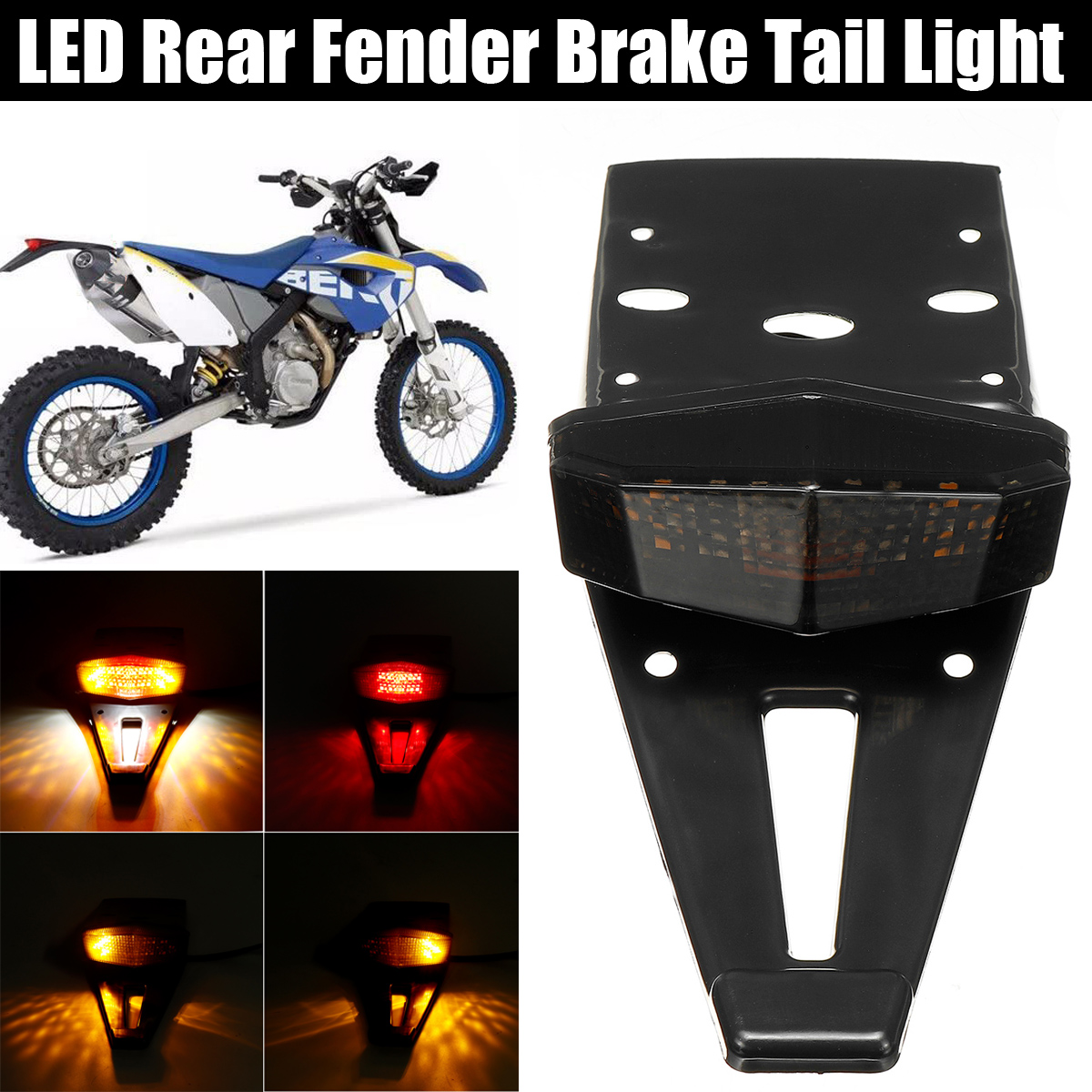 Motorcycle Rear Fender LED Brake Tail Light For Enduro Trial Bike XR400 Offroad